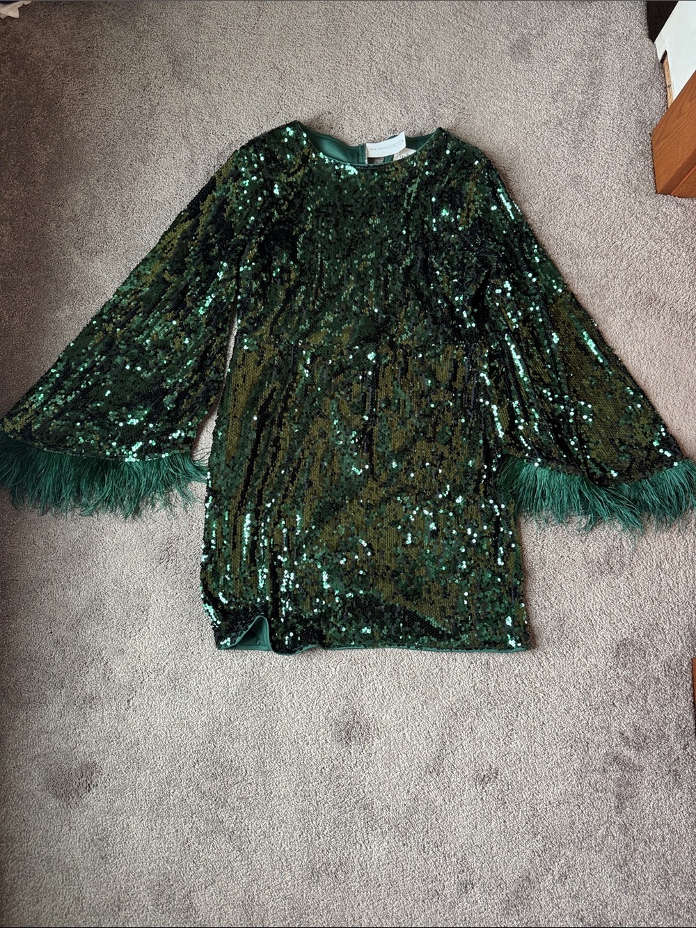 Lena Green Sequin Fringe Sleeve Mini Dress Party Cocktail Glam SIZE XL NWT